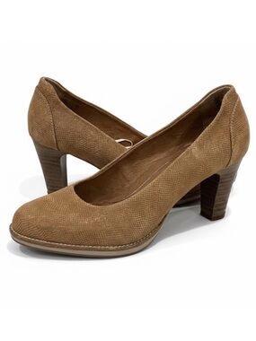 Tamaris Tan Textured Leather Pumps Size 38